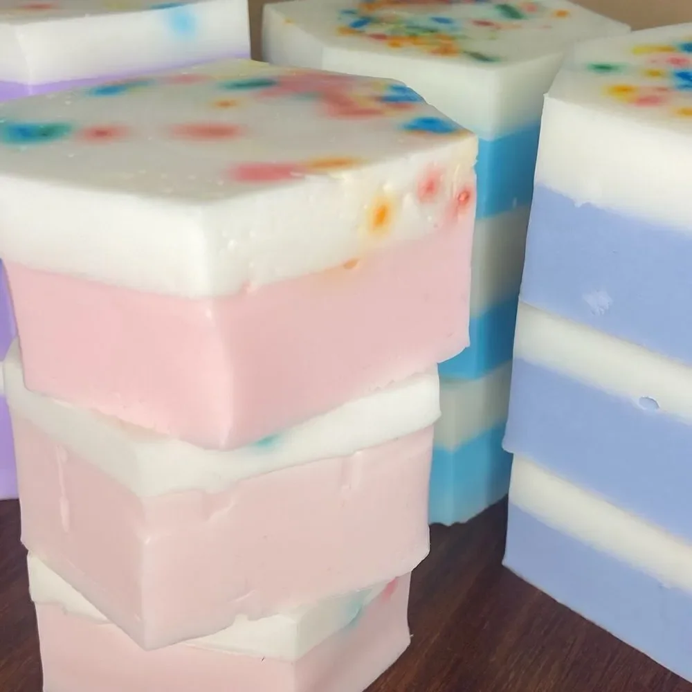 Fun Sprinkle Vanilla Birthday Cupcake Hexagon handmade moisturizing goat soap